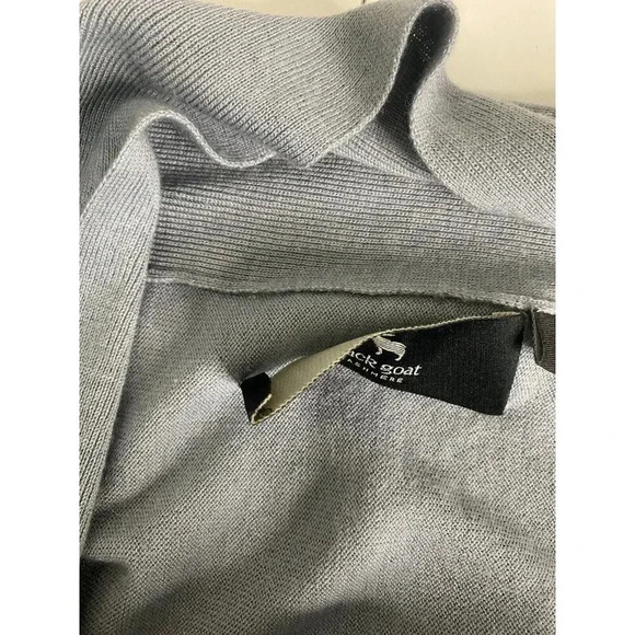 Black Goat Cashmere Long Open Cardigan Size S Dusty Blue Lightweight 2223 - Picture 7 of 8